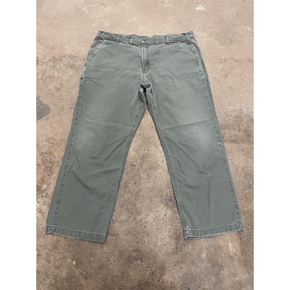 Carhartt Pants Mens 44x32 Green Relaxed Fit Canvas Carpenter Work B299 MOS‎